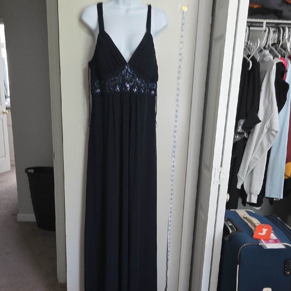 Patra Black Maxi‎ Dress with Blue Embellishments